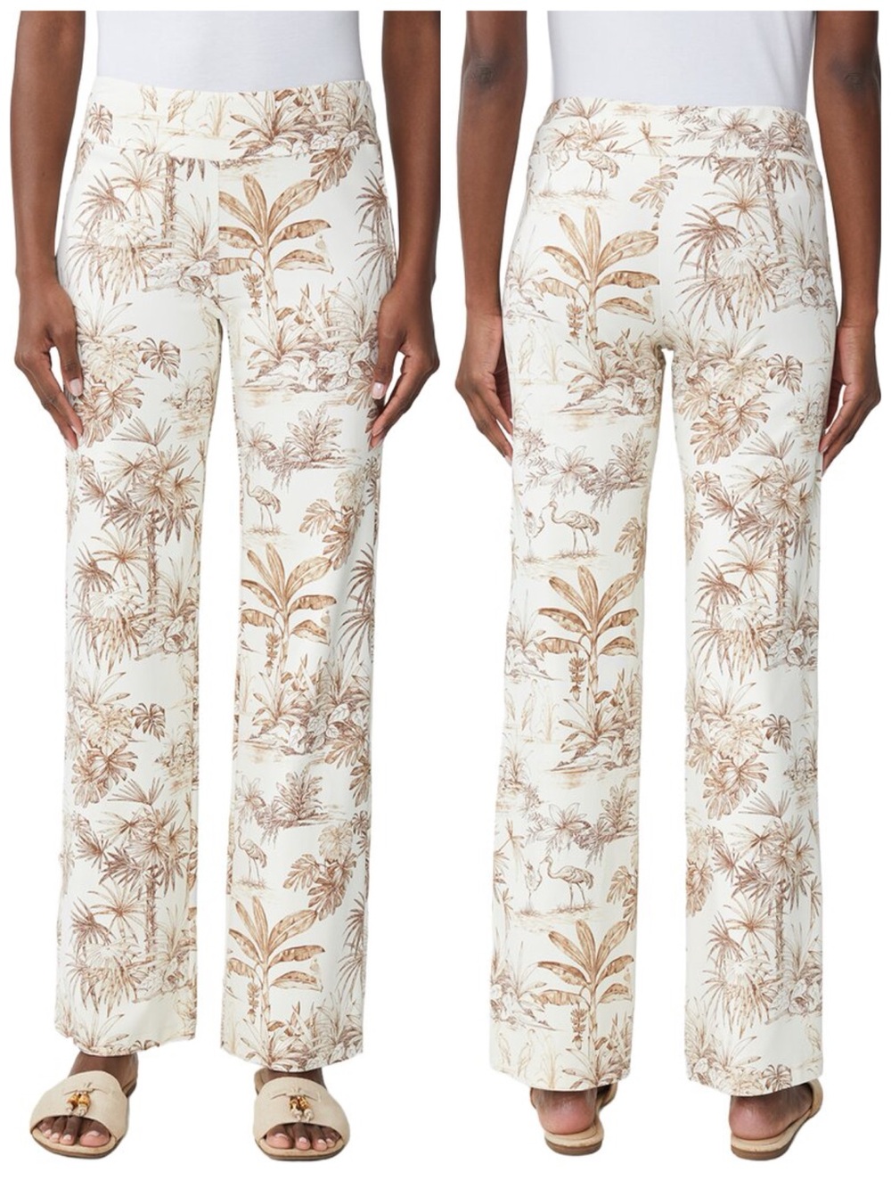 J.MCLAUGHLIN Women’s Size XS Off-White/Brown Estuary Idyllic Carmel Pull-On Pant